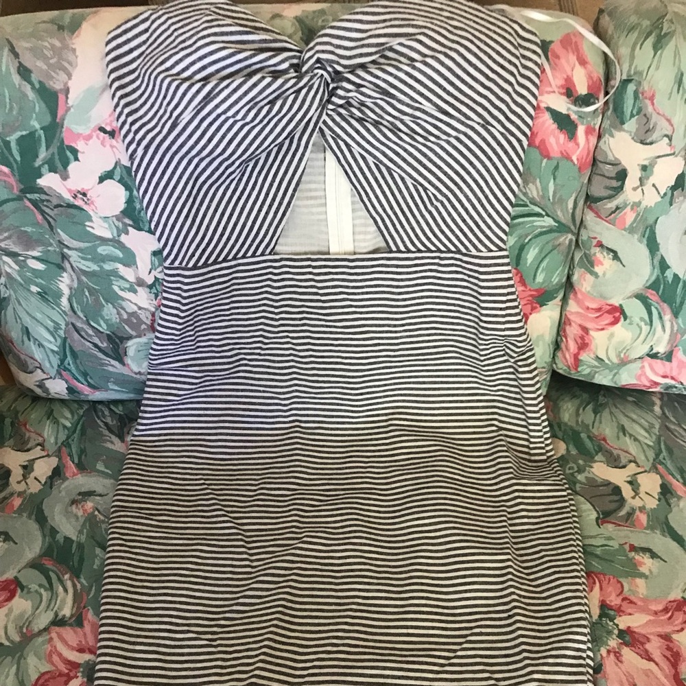Keyhole Midi Length Striped Dress